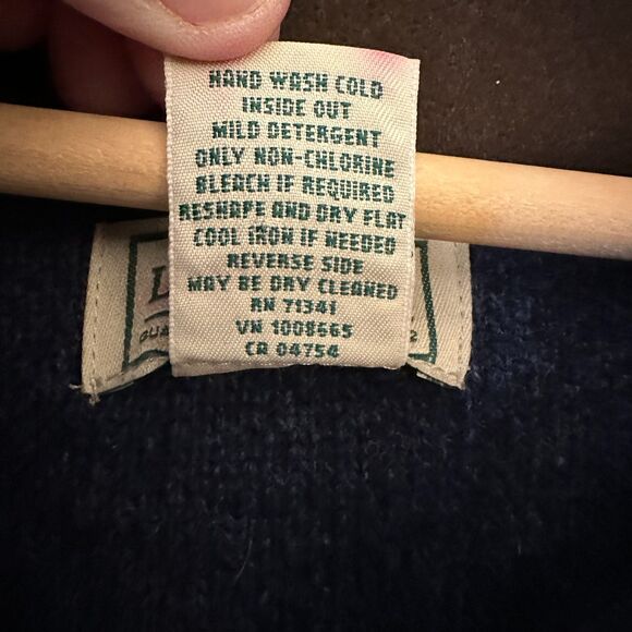 L.L. Bean Men's Thick Blue 100% Merino Wool 1/4 Zip Pullover Sweater Size XL - Picture 8 of 8